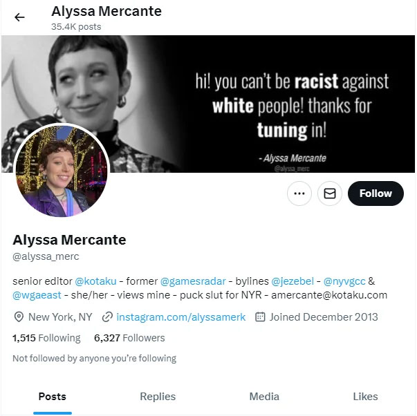 Alyssa Mercante Can't Be Racist Against White People Twitter X