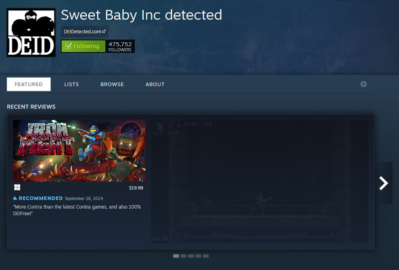 DEI Detected SBI Detected Steam Curator Page