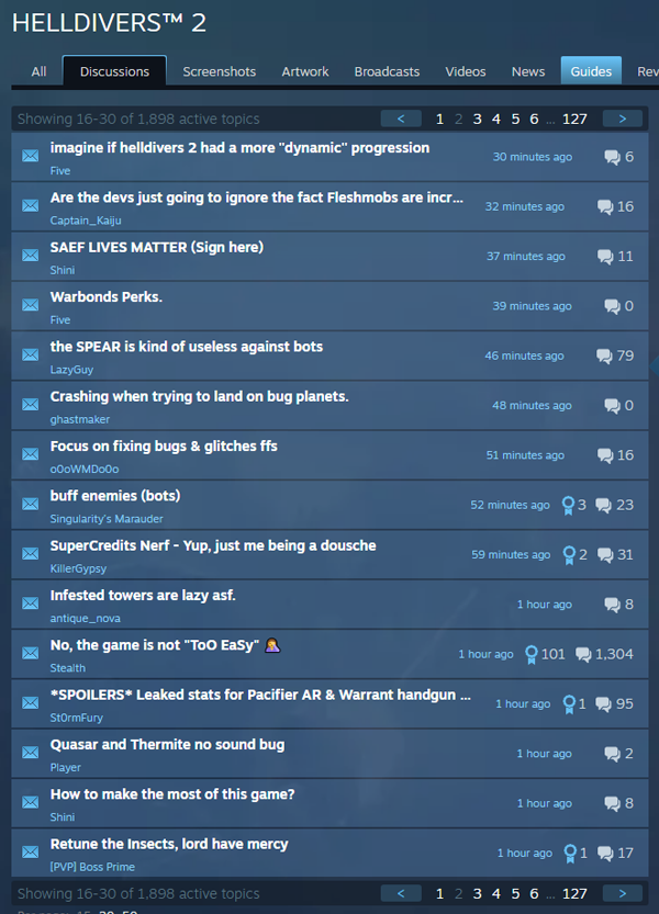 HellDivers 2 Steam Forum Discussions