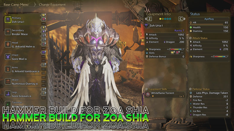 Monster Hunter Wilds Hammer Build for Zoa Shia