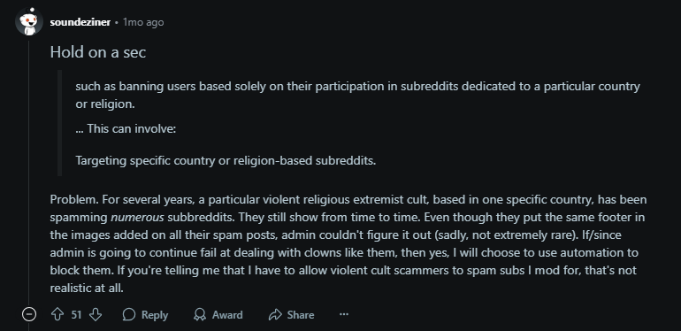 Reddit Mod Upset They Can't Autoban