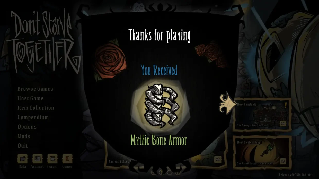 DST Ancient Echoes Login Rewards Mythic Bone Armor