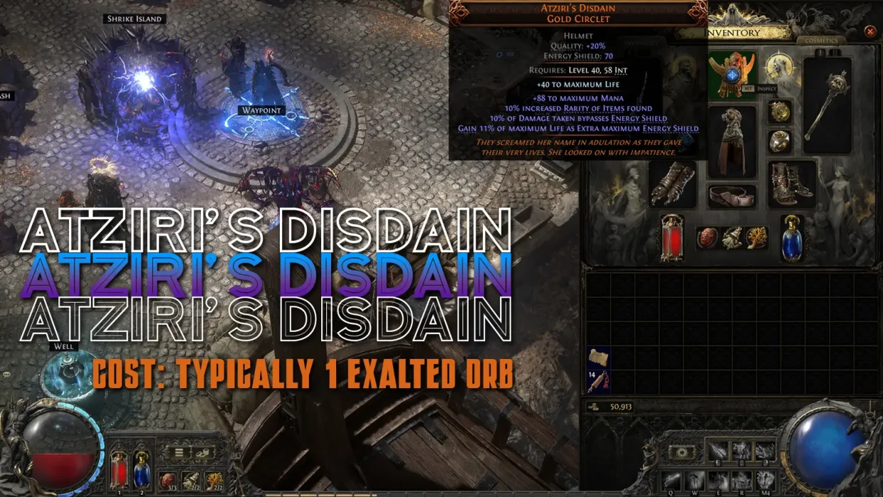 Path of Exile 2 Witch Lich Atziri's Disdain Gold Circlet