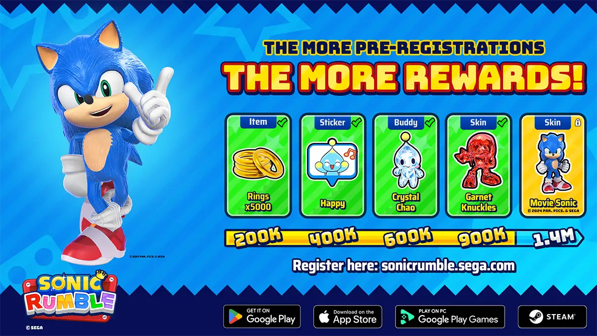 Sonic Rumble Pre Registration Milestone Rewards