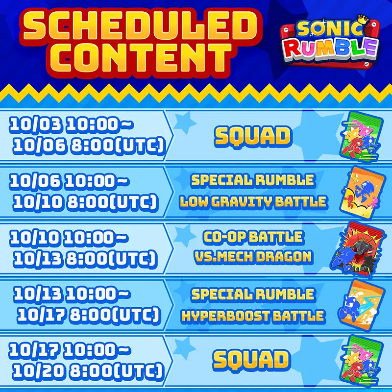 Sonic Rumble Scheduled Events for Beta Testers Pre Launch
