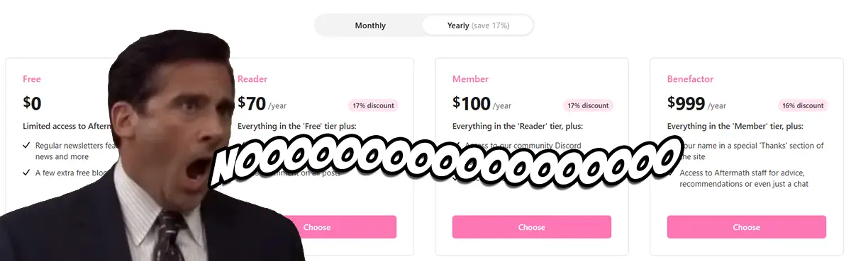 Aftermath Subscriptions Business Model and Cost No Thank You